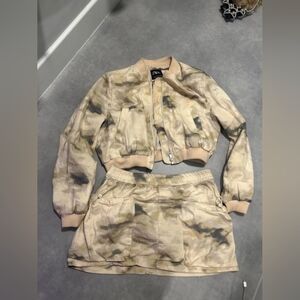 Zara Beige and Gray Bomber Jacket Set